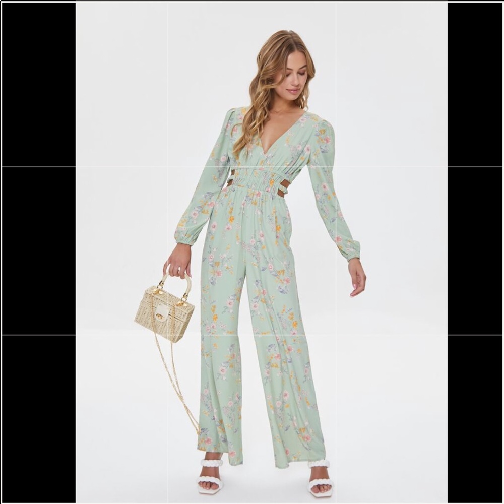 Floral Print Cutout Jumpsuit